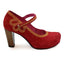 Cognac - Red Suede bar shoe - Heel Shoe - British D'sire