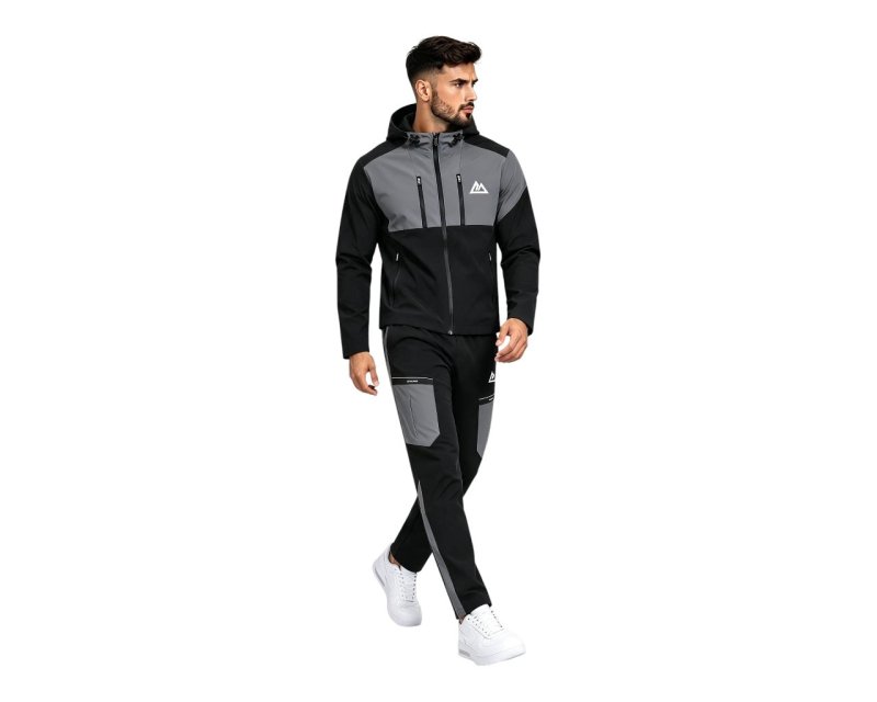 Colour Block Cargo Pant Hooded Tech Tracksuit - Tracksuit - British D'sire