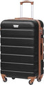 COOLIFE Suitcase Trolley Carry On Hand Cabin Luggage Hard Shell Travel Bag Lightweight with TSA Lock and Durable 4 Spinner Wheels (Black/Brown, M(67cm 60L)) - Suitcase Trolley - British D'sire