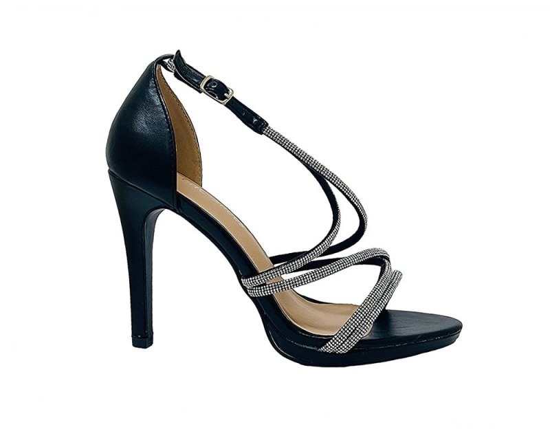 Crossover Diamante Strappy Sandals - Heels - British D'sire