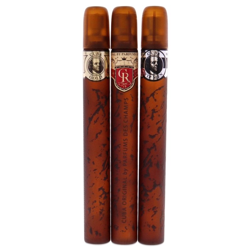 Cuba - Cuba Trio 1 for Men - 3 Pc Gift Set 1.17oz Cuba Gold EDT Spray, 1.17oz Cuba Royal EDT Spray, 1.17oz Cuba VIP EDT Spray - 1.17oz Cuba Gold EDT Spray, 1.17oz Cuba Royal EDT Spray, 1.17oz Cuba VIP EDT Spray - British D'sire