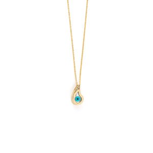 Del Corso Evil Eye Necklace – 9K Yellow Gold with Zircon – Lightweight 1.3 g – Perfect for Women – Hypoallergenic & Durable – Stylish Protective Jewelry with Cultural Significance for Everyday Wear and Special Occasions