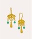 Del Corso Ottoman Hands Zahra Turquoise Evil Eye Drop Earrings – 21ct Gold - Plated Recycled Brass, Handcrafted Jewelry for Women, Protective Symbol with Vibrant Turquoise Beads & Elegant Movement - Earrings - British D'sire