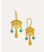 Del Corso Ottoman Hands Zahra Turquoise Evil Eye Drop Earrings – 21ct Gold - Plated Recycled Brass, Lightweight & Elegant Jewelry for Women, Protective Symbol with Vibrant Turquoise Beads - Earrings - British D'sire