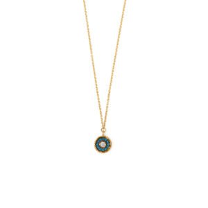 Del Corso Round Evil Eye Necklace – 9K Gold – Lightweight– Perfect for Women – Hypoallergenic & Durable – Elegant Protective Charm with a Timeless Design for Daily Wear and Special Occasions