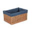 Double Steamed Navy Cotton Lined Willow Storage Basket - Storage Baskets - British D'sire