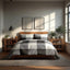 Duvet Cover And Pillowcase Set White Black Grey Tartan Check Design Polycotton Bed Linen - Super King - British D'sire