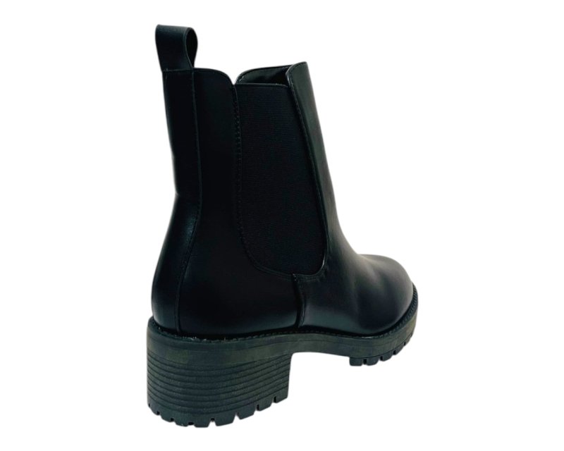 Faux Leather Elastic Panel Zip Ankle Boots - Boots - British D'sire