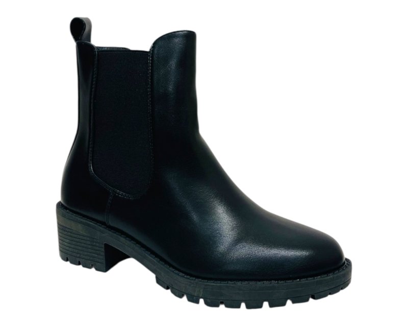 Faux Leather Elastic Panel Zip Ankle Boots - Boots - British D'sire