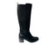 Faux Leather Elastic Panel Zip Knee High Boots - Boots - British D'sire