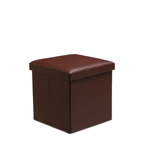 Faux Leather Storage Ottoman Storage Box With Lid Foldable - 38x38x38cm Square