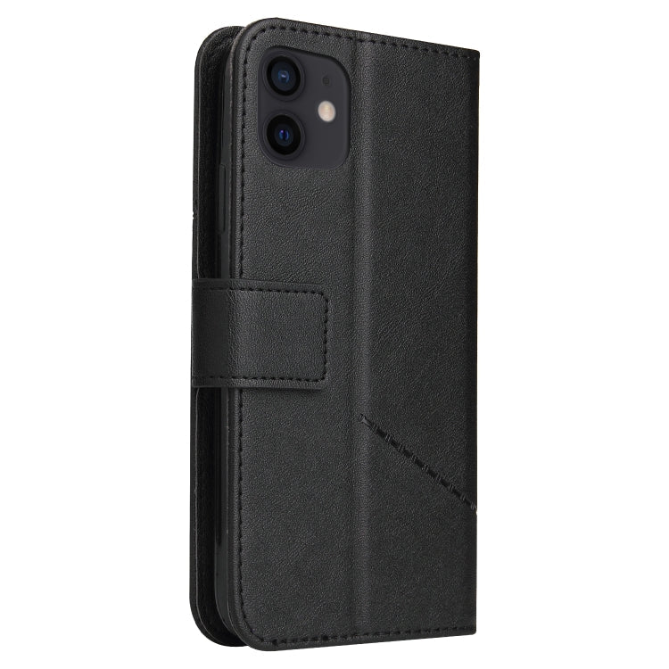 For iPhone 12 mini GQUTROBE Right Angle Leather Phone Case (Black) - British D'sire