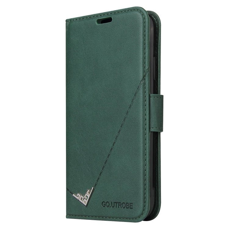For iPhone 12 mini GQUTROBE Right Angle Leather Phone Case (Green) - British D'sire