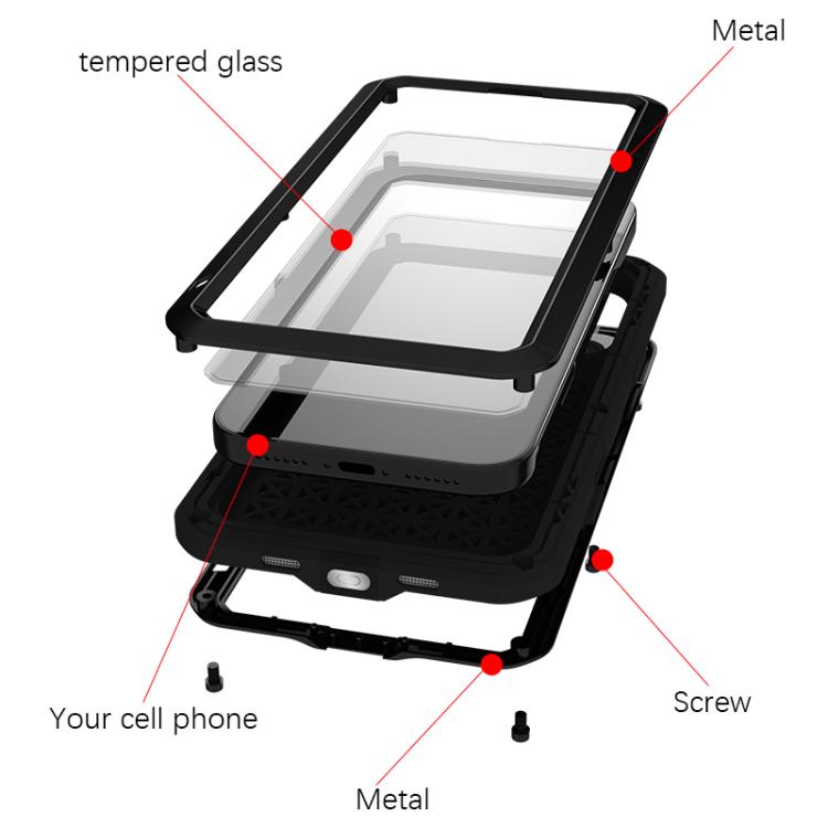 For iPhone 17 Pro Max LOVE MEI Metal Shockproof Life Waterproof Dustproof Phone Case(White) - British D'sire