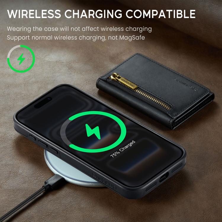For iPhone 18 Pro / 17 Pro DG.MING M5 Series Zip RFID Multi Card Detachable Leather Phone Case(Black) - British D'sire