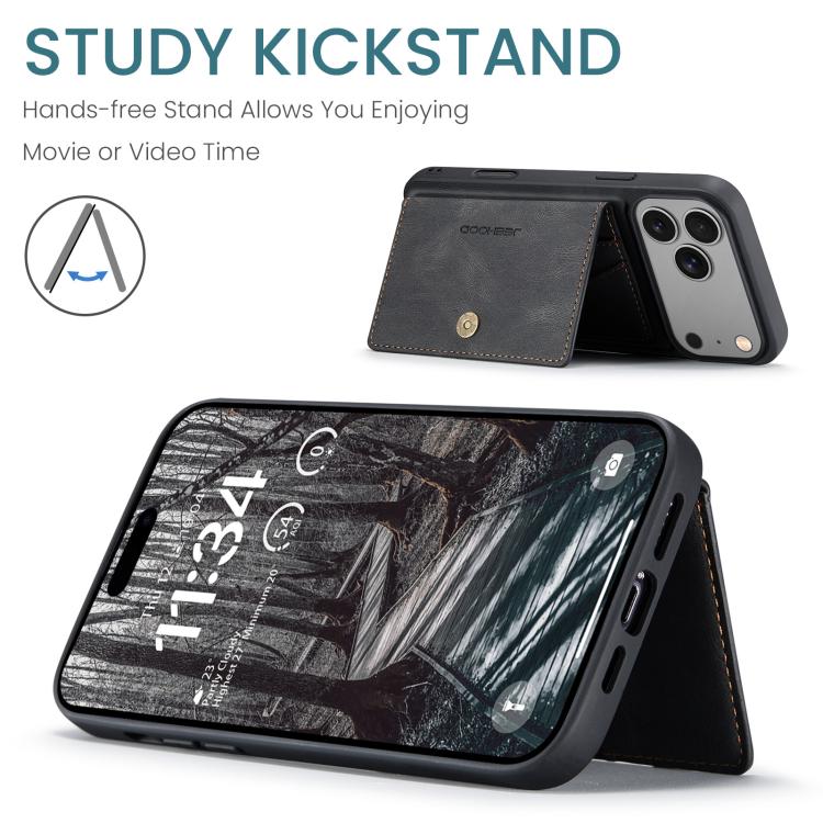 For iPhone 18 Pro / 17 Pro JEEHOOD J01 Retro Magnetic Detachable Wallet Phone Case(Black) - British D'sire
