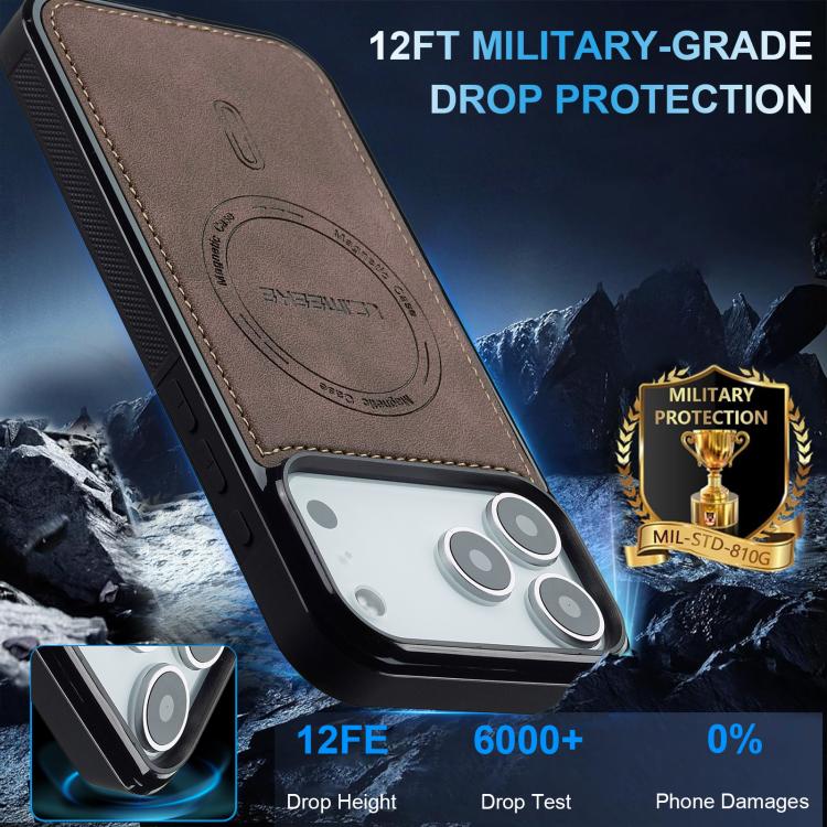 For iPhone 18 Pro / 17 Pro LC.IMEEKE L6 Series MagSafe Magnetic Phone Case(Coffee) - British D'sire