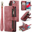 For iPhone SE 2022 / SE 2020 / 8 / 7 / 6 CaseMe - C30 PU + TPU Multifunctional Horizontal Flip Leather Case with Holder & Card Slot & Wallet & Zipper Pocke(Red) - British D'sire