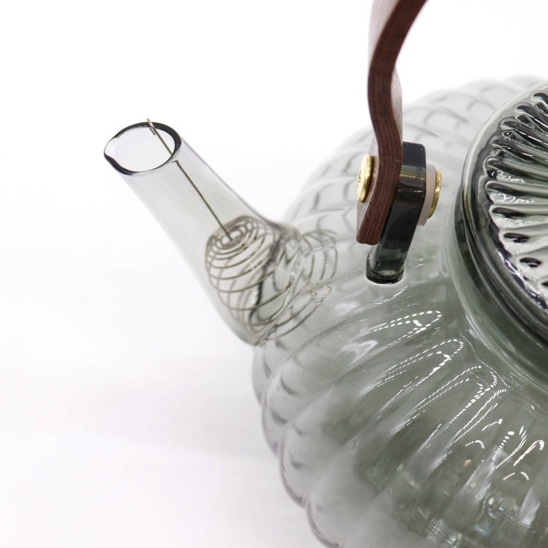 Glass Infuser Teapot - Charcoal Ribbed Pearl - 950ml - Herbal Teapot Set - British D'sire