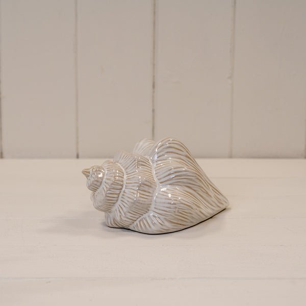 Glazed Ceramic Shell Ornament with Textured Detail - Home Decor - British D'sire