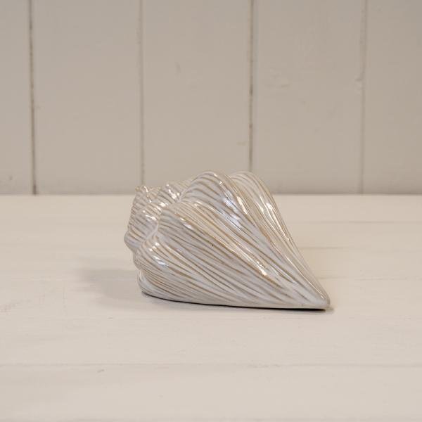 Glazed Ceramic Shell Ornament with Textured Detail - Home Decor - British D'sire