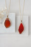 Gold Tone & Orange Agate Crystal Long Length Statement Necklace - Necklaces - British D'sire