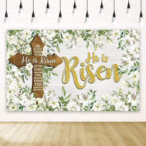 Happy Easter Backdrop for Photography He is Risen Decorations Easter Christian Cross Resurrection Decorations and Supplies for Home Party