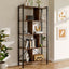 Industrial Style 5 Tier Bookcase Metal Frame - Bookshelf - British D'sire