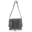 Italian Designer Suede Leather Snakeskin Cross Body Bag - Swolit Trisola - Dark Grey - British D'sire