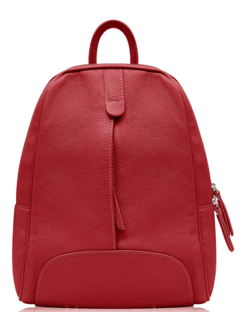 Italian Leather Red Backpack