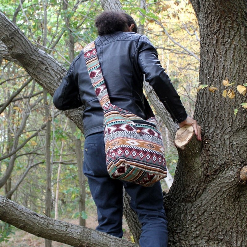 Jacquard Bag - Chocolate Student Back - Jacquard Nepal Style Bags - British D'sire