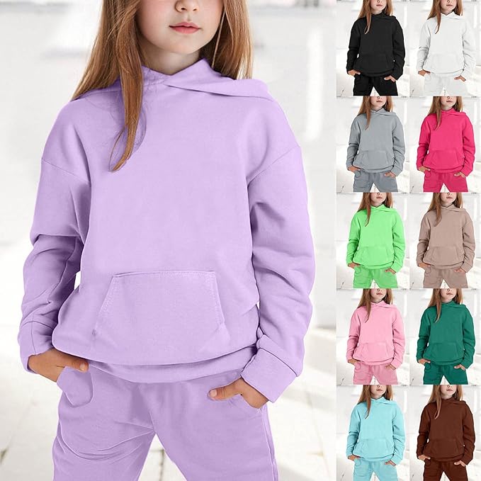 Kids Tracksuit Full Set Long Sleeve Hooded Sweatshirt and Sweatpants Jogging Set Track Suit Hoodie Joggers Sets 2 Piece Outfits Sweatsuits for Boys Girls - Sweatsuits - British D'sire