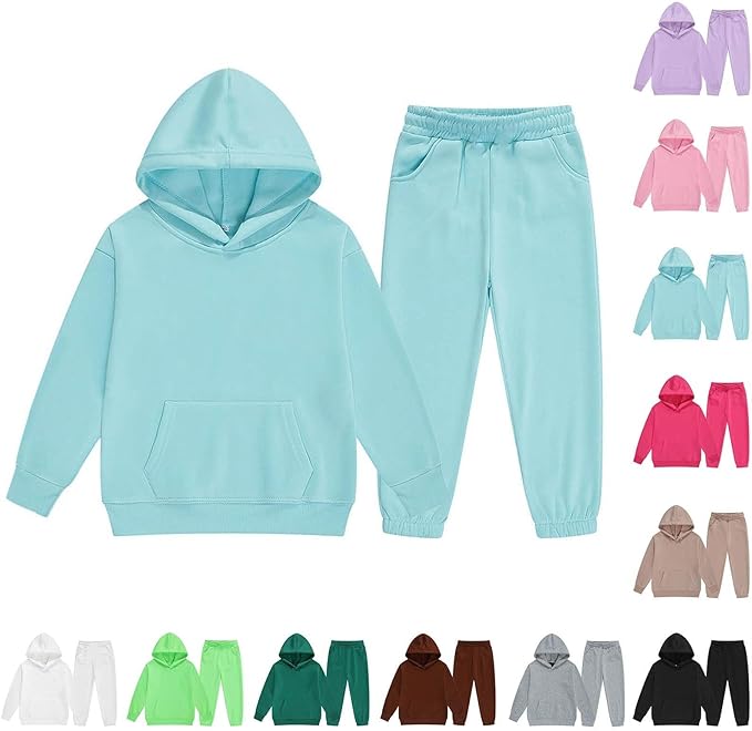 Kids Tracksuit Full Set Long Sleeve Hooded Sweatshirt and Sweatpants Jogging Set Track Suit Hoodie Joggers Sets 2 Piece Outfits Sweatsuits for Boys Girls - Sweatsuits - British D'sire