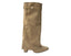 Knee High Faux Suede Fold Over Block Heel Boots - Boots - British D'sire