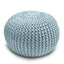 Knitted Pouffe Chunky Round Footstool Ottoman 100% Cotton - Blue - British D'sire