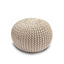 Knitted Pouffe Chunky Round Footstool Ottoman 100% Cotton - Cream - British D'sire