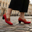 Lichido - Red/Gold Low heel cork shoe - Low Heel - British D'sire