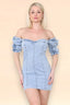 Light wash Deim Ruffle sleeve Dress - mini dress - British D'sire