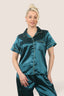 Luxe Satin Short Sleeve PJ Set – TEAL BLUE - Loungewear pjs - British D'sire