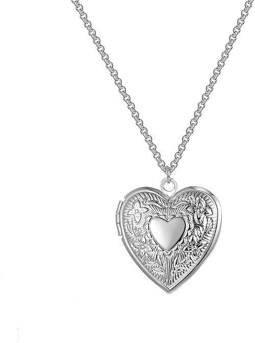 Mara - Silver Plated Heart Locket Necklace – Perfect gift for Anniversaries, Valentines, Mother’s Day and Special Ocassions.