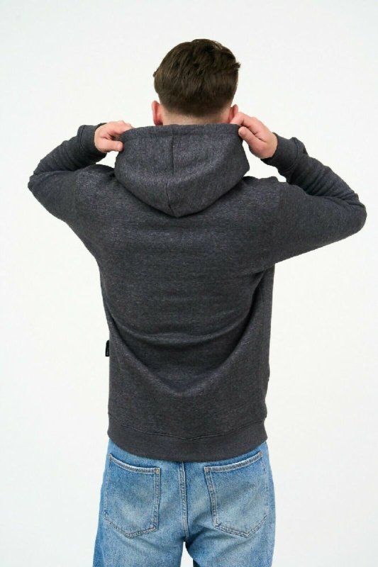 Men’s Hoodie Pullover with Beach Stone Embroidery in Charcoal - Men's Hoodie - British D'sire