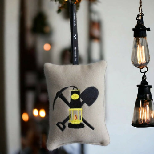Miners Lamp Welsh memory Embroidered Hanging decoration