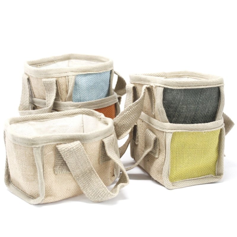 Mini Shopping Basket - 16X10X12cm - Charcoal - Stacking Natural Jute Baskets - British D'sire