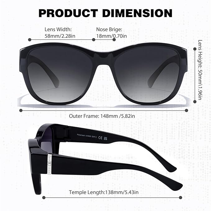 Myiaur Polarised Fit Over Sunglasses, UV400 Protection, TR90 Trendy Frame, Ideal for Daily Wear & Driving - Unisex Sunglasses - British D'sire