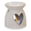 Natural Ceramic Oil Burner With Cut Out Heart Detail - Candle Holder - British D'sire
