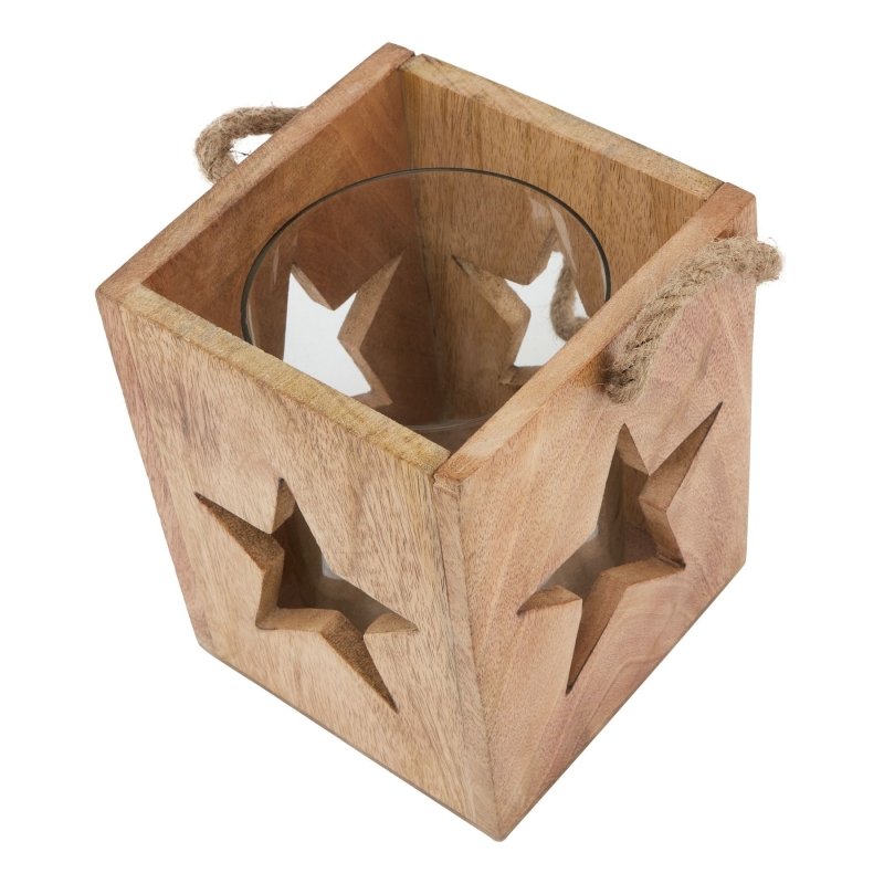 Natural Wooden Large Star Tealight Candle Holder - Candle Holders - British D'sire