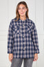 Navy Checkered Button - Up Shirt – Casual Oversized - blouse - British D'sire