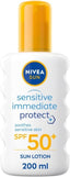 NIVEA SUN Protect and Sensitive Sun Spray (200 ml), Sunscreen with SPF50, Suncream for Sensitive Skin with Aloe Vera, Immediately Protects Against Sun Exposure - British D'sire