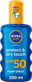 NIVEA SUN Protect & Dry Touch Invisible Sun Spray SPF 50 (200 ml), Water-Resistant Sun Oil, Immediate Protection against UVA & UVB Rays, Transparent/No White Marks - British D'sire