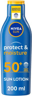 NIVEA SUN Protect & Moisture Sun Lotion SPF 50+ (200 ml), Suncream with Vitamin E, Provides 48H Moisture & Immediate UVA & UVB Protection - British D'sire
